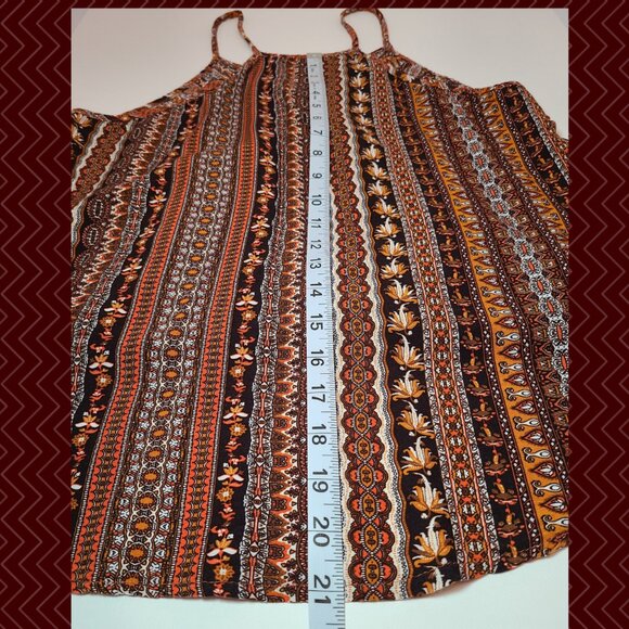 SHEIN Boho Surplice Tank Top XL – Rust Orange Tribal Print - Picture 5 of 8